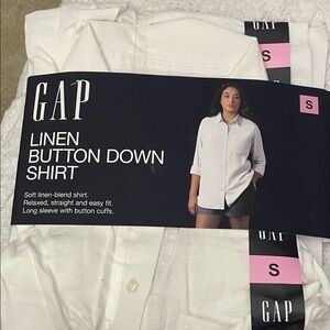 GAP White Linen Blend Button Down Shirt Women’s Size Small
